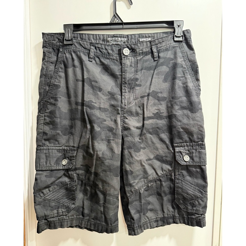 Buckle Black Mens Black Camo Cargo Shorts 34W BB26863AM Standard Fit